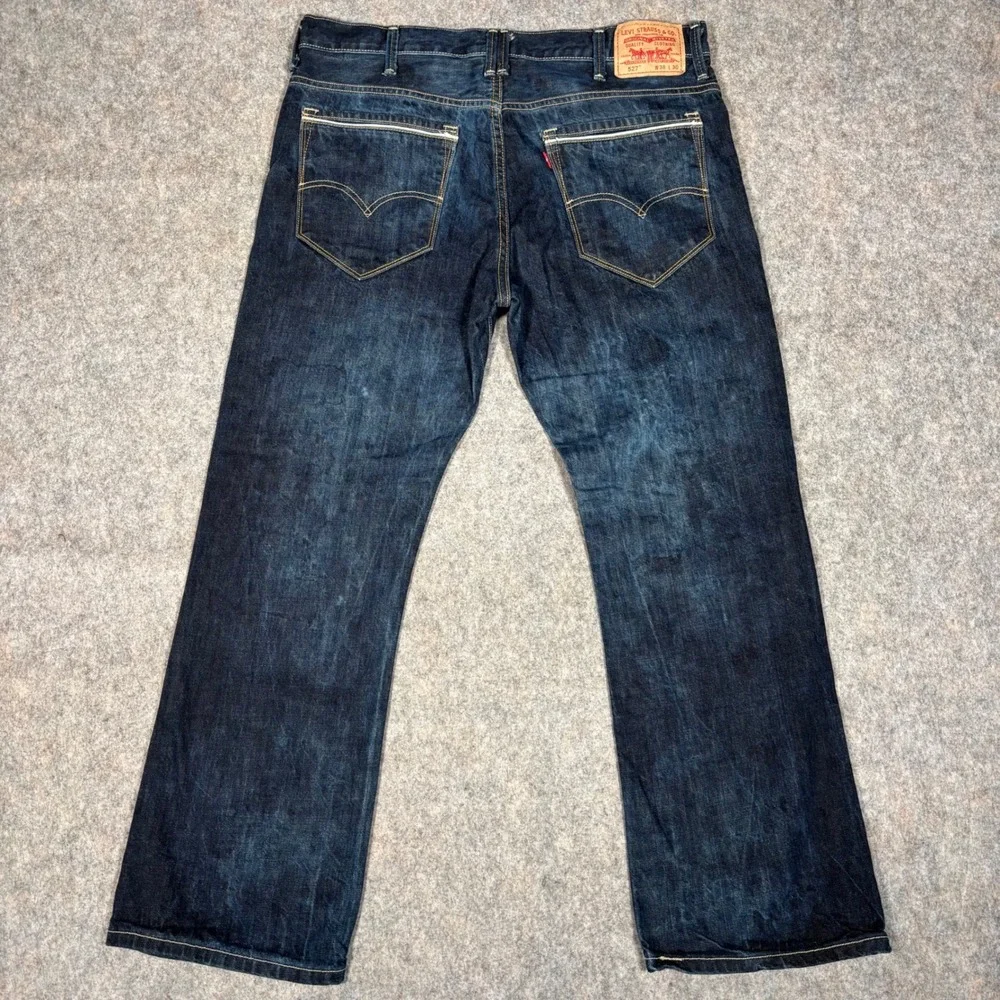 Levi's 527 Bootcut Jeans Marbled Mens 38x30 Blue Indigo Slim Fit Denim Pants